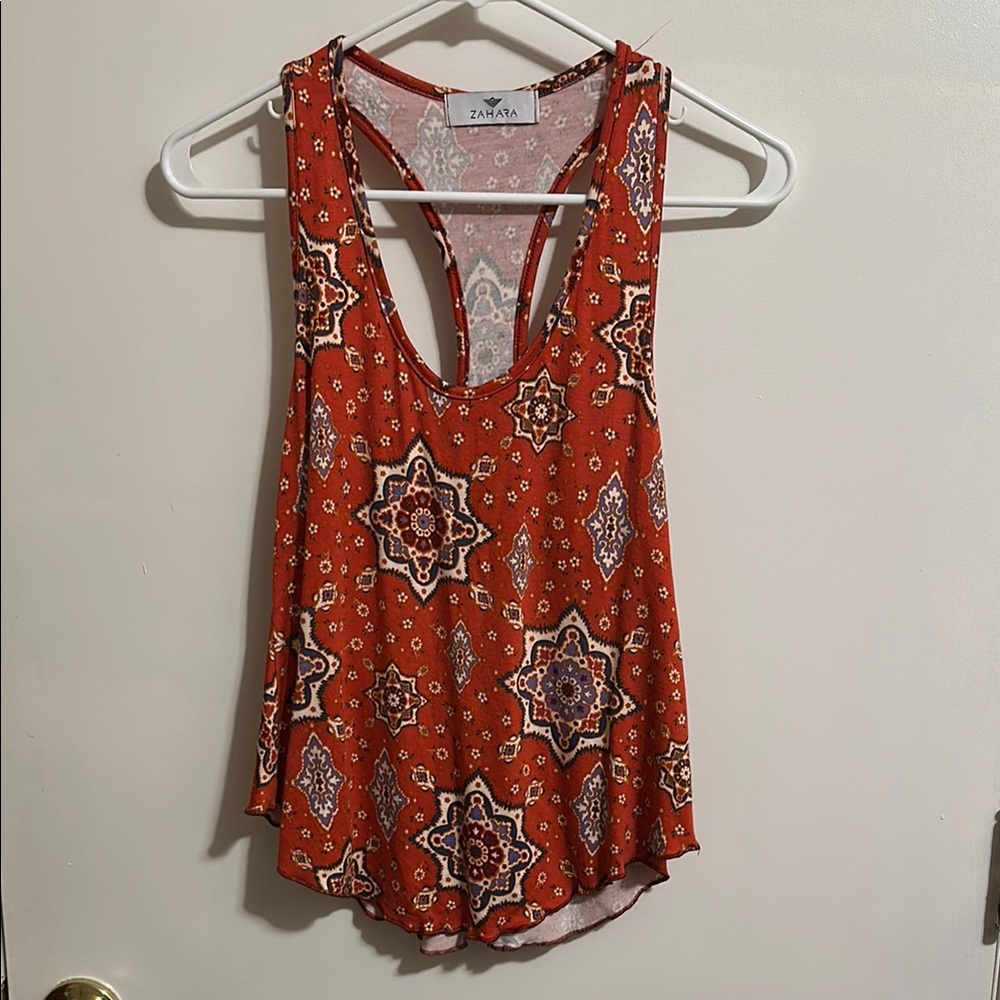 NaNa Red Patterned Tank Top